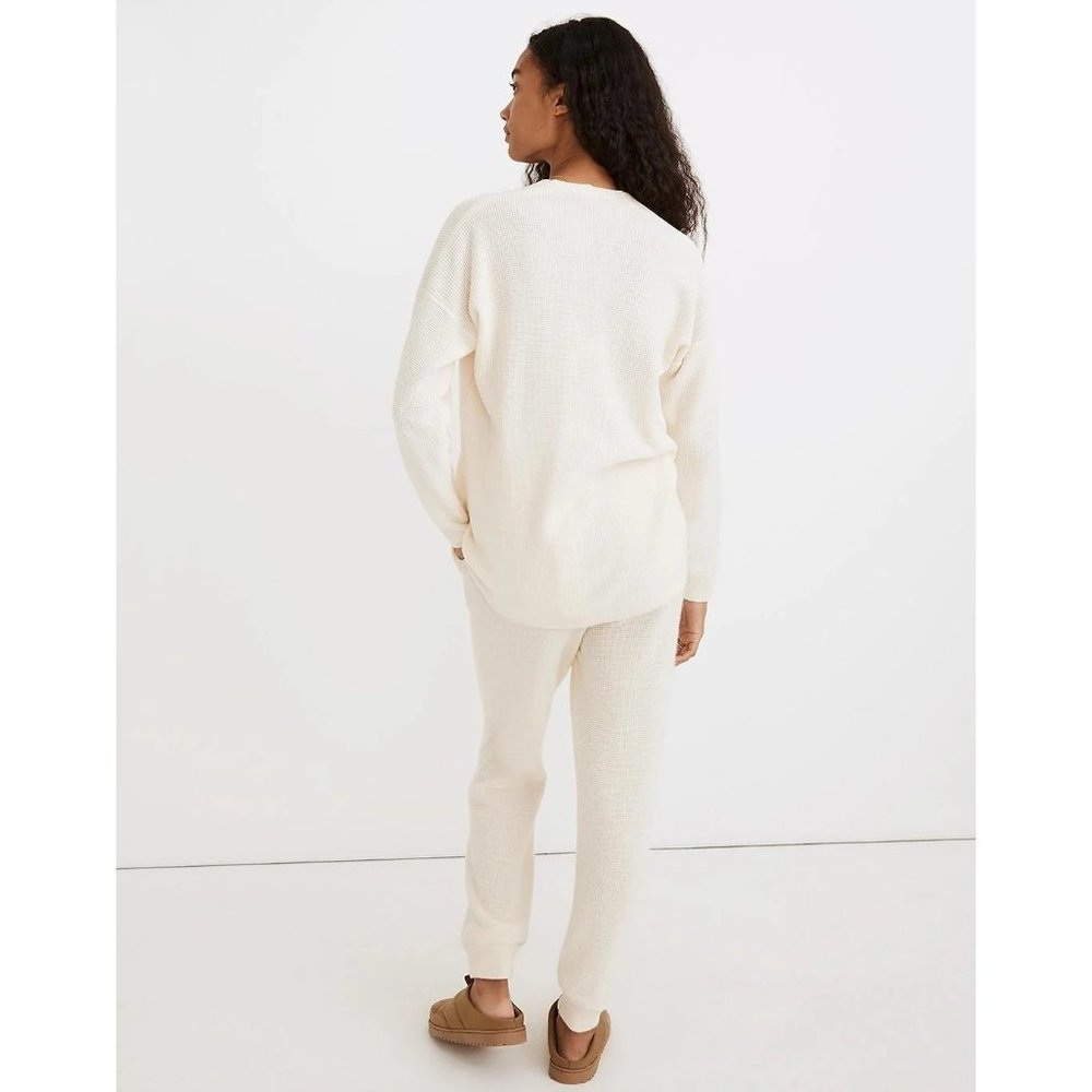 Madewell Asherton Waffle Henley Sweater Antique Cream Women's Size XXS - Picture 3 of 10